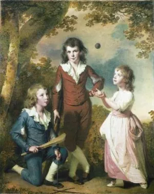 The Children of Hugh and Sarah Wood of Swanwick, Derbyshire by Joseph Wright Of Derby Oil Painting