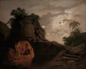 Virgil's Tomb by Moonlight, with Silius Italicus Declaiming by Joseph Wright Of Derby Oil Painting