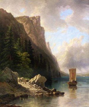 Ships Approaching the Shore by Joseph Zelger Oil Painting