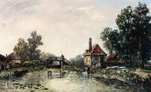A Washerwoman By A Water-Mill by Josephine Fesser - Oil Painting Reproduction