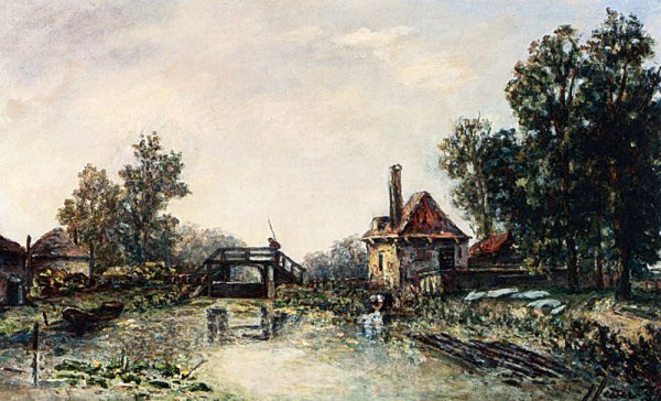 Main Product Photo of A Washerwoman By A Water-Mill Painting by Josephine Fesser