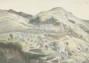 Landschap met klooster bij Subiaco by Josephus Augustus Knip Oil Painting