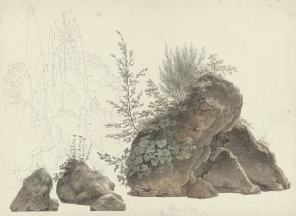 Main Product Photo of Overgrown Rocks  Painting by Josephus Augustus Knip
