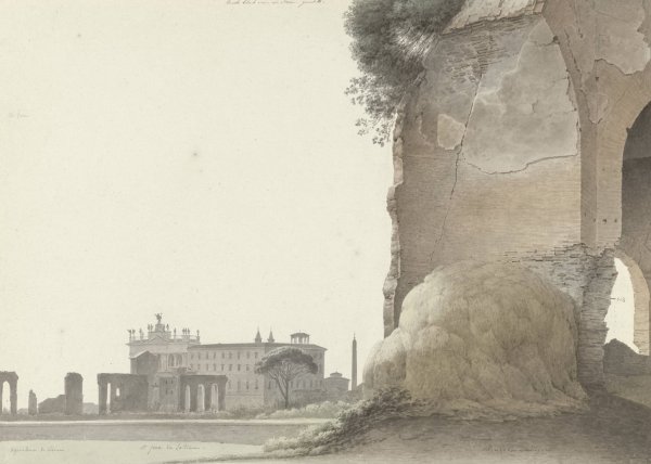 Main Product Photo of The Basilica of San Giovanni in Laterano, with the Temple of Minerva Medica in the Foreground  Painting by Josephus Augustus Knip