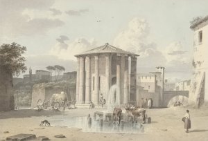 The Temple of Vesta in Rome by Josephus Augustus Knip Oil Painting