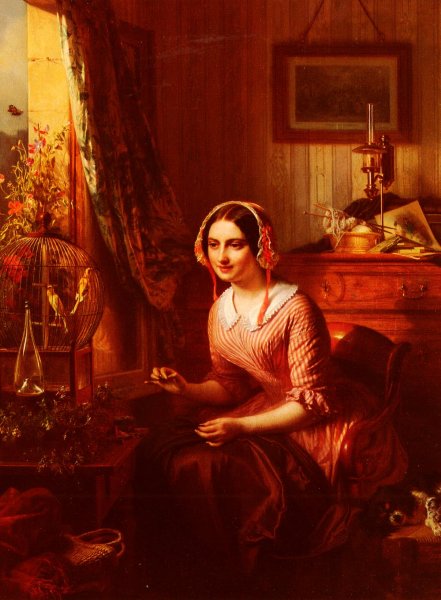 Main Product Photo of Nahstunde Painting by Josephus Laurentius Dyckmans