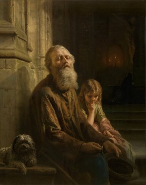 The Blind Beggar by Josephus Laurentius Dyckmans Oil Painting