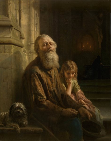 The Blind Beggar  by Josephus Laurentius Dyckmans - Hand-Painted Oil Painting Reproduction