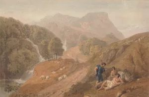 Arcadian Landscape with Shepherds by Joshua Cristall Oil Painting