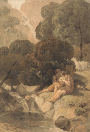Arcadian Shepherds by a Pool by Joshua Cristall Oil Painting