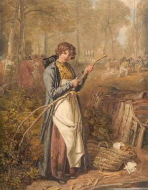 Barking Timber in Wychwood Forest, Oxfordshire by Joshua Cristall Oil Painting