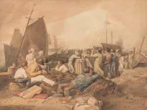 Dover Pier by Joshua Cristall Oil Painting