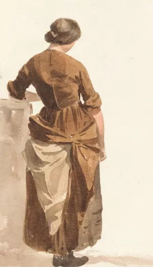 Girl in a Brown Dress by Joshua Cristall Oil Painting