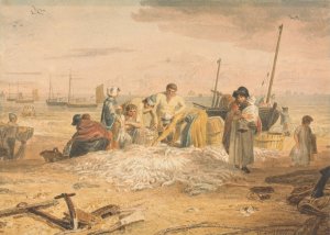 Landing a Catch of Mackerel, Hastings by Joshua Cristall Oil Painting