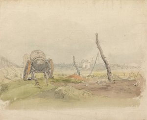 Landscape with Water Cart and Clothesline by Joshua Cristall Oil Painting