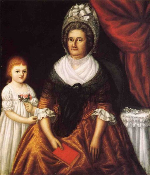 Mrs. John Moale Ellin North and Ellin North Moale by Joshua Johnson - Hand-Painted Oil Painting Reproduction
