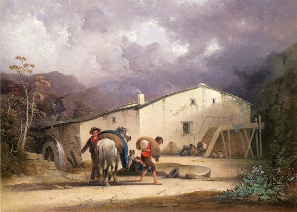 Main Product Photo of Old Mill, Miller and Horse Painting by Joshua Shaw