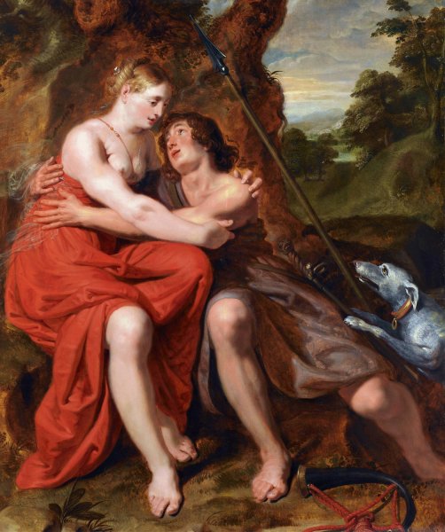 Venus and Adonis  by Josse De Pape - Hand-Painted Oil Painting Reproduction