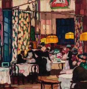 In der Teestube by Josse Goossens Oil Painting