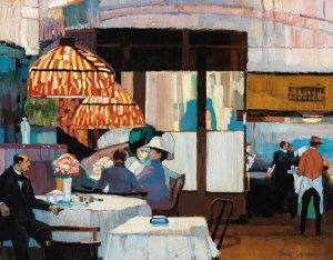 Interieur de cafe by Josse Goossens Oil Painting