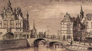 City Facades of the Rotterdam and Schiedam Gates in Delft painting by Josua De Grave