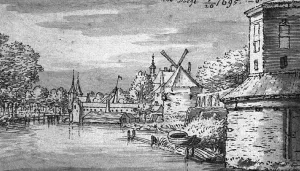 Rotterdam Gate in Delft from Afar Oil painting by Josua De Grave