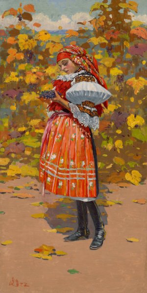 Autumn by Joza Uprka Oil Painting