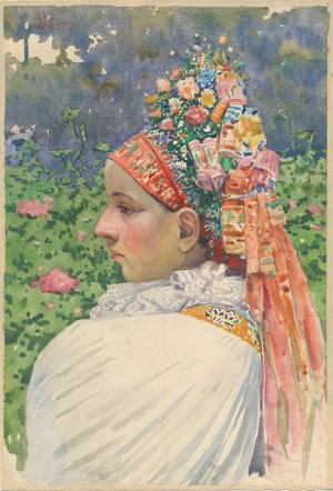 Bride by Joza Uprka Oil Painting