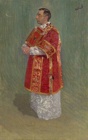 Figure of Clergyman by Joza Uprka Oil Painting