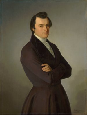 Portrait of M. M. Hodza by Jozef Bozetech Klemens Oil Painting