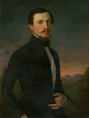 Portrait Of Young Man by Jozef Bozetech Klemens Oil Painting