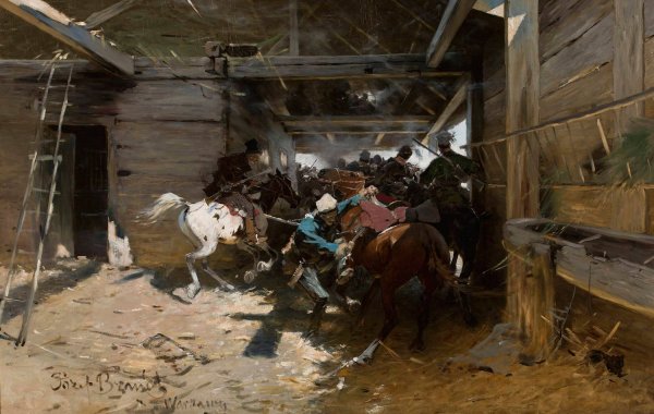 Alarm  by Jozef Brandt - Hand-Painted Oil Painting Reproduction