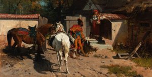 Courtship by Jozef Brandt Oil Painting