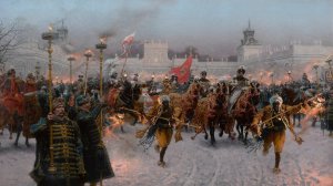 Departure of John III Sobieski and Marysienka Sobieska from Wilanow by Jozef Brandt Oil Painting