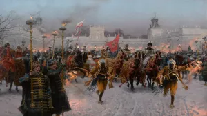 Departure of John III Sobieski and Marysienka Sobieska from Wilanow by Jozef Brandt Oil Painting