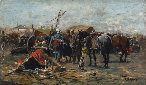 Fair in Balta, Podolia region  by Jozef Brandt - Hand-Painted Oil Painting Reproduction