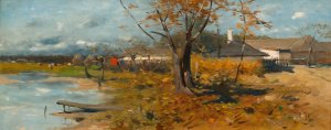 Farmyards by Jozef Brandt Oil Painting