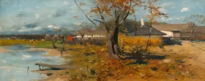 Farmyards by Jozef Brandt Oil Painting