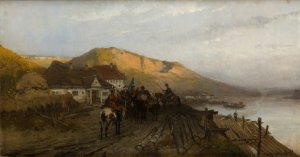 On the Dniester River by Jozef Brandt Oil Painting
