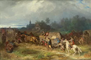Returning Home, 'Patient Transport by Jozef Brandt Oil Painting