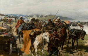 Zaporozhian camp by Jozef Brandt Oil Painting