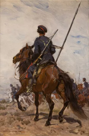 A Cossack by Jozef Chelmonski Oil Painting