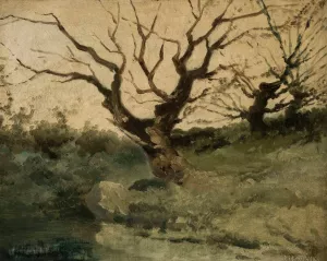 Autumn landscape by Jozef Chelmonski Oil Painting
