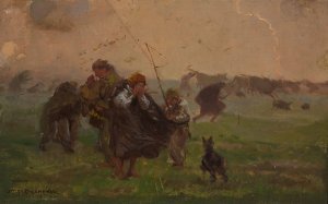 Before the storm, sketch for the painting “Storm” by Jozef Chelmonski Oil Painting