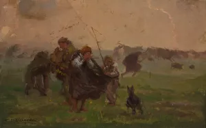 Before the storm, sketch for the painting “Storm” by Jozef Chelmonski Oil Painting