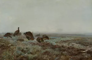 Bustards by Jozef Chelmonski Oil Painting