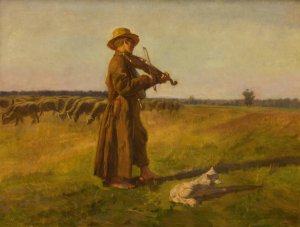 Cowherd by Jozef Chelmonski Oil Painting