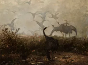 Cranes by Jozef Chelmonski Oil Painting