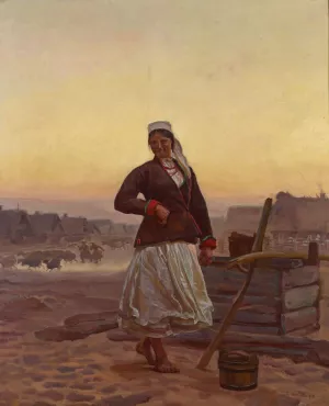 Evening in Polesia by Jozef Chelmonski Oil Painting