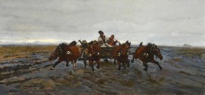 Four-in-hand by Jozef Chelmonski Oil Painting